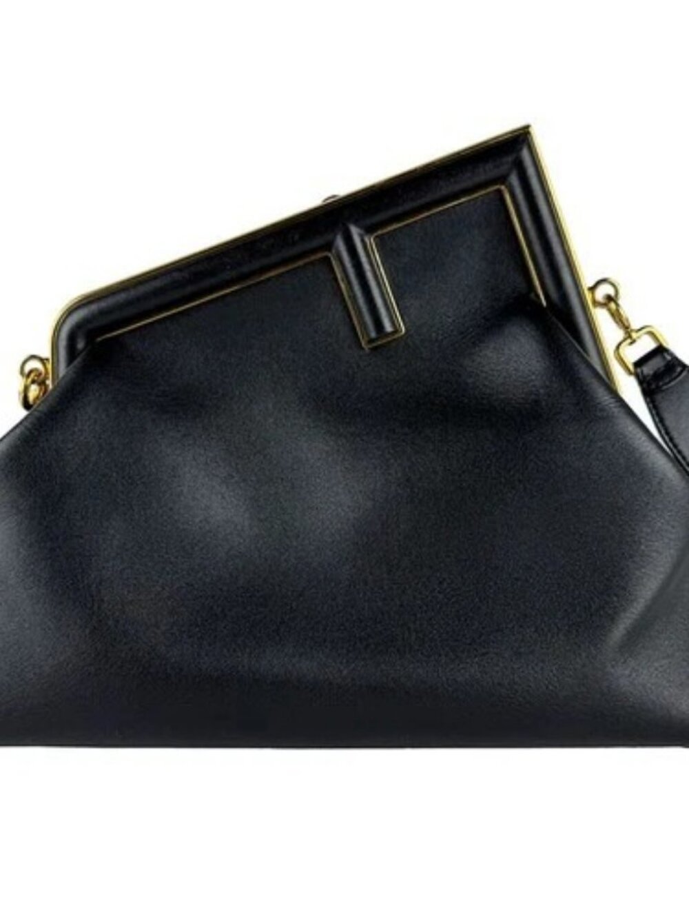 Auth FENDI Shoulder Bag black leather z10778